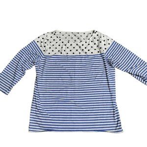 Women's Polka Dot and Striped Mid Sleeve Nautical Top